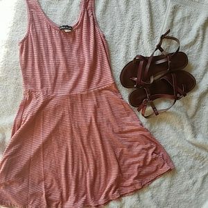 Wet Seal Casual Pink & Gray Striped Tank Top Dress